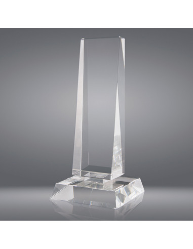 Trofeo sostenible de vidrio de alta calidad, podemos grabar en láser y en 2D dentro del vidrio.