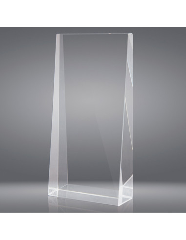 Trofeo sostenible de vidrio de alta calidad, podemos grabar en láser y en 2D dentro del vidrio.