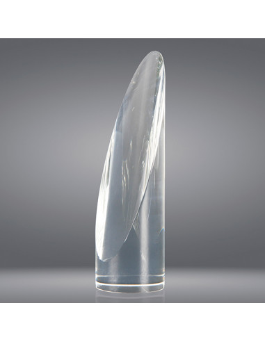 Trofeo sostenible de vidrio de alta calidad tubular, podemos grabar en láser en la parte plana.