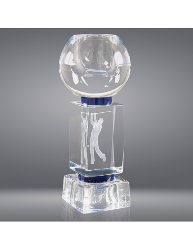 Copa deportiva con cubo de vidrio y figura deportiva en 3D grabada dentro. Elige tu deporte.