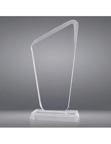 Trofeo sostenible de vidrio con esquinas biseladas, de 1 cm de grosor y preparado para la grabación láser o en 2D.