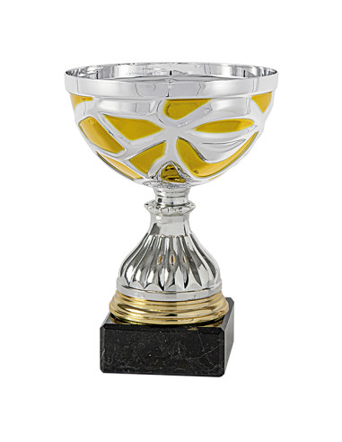 Trofeus ABM - Copa de participació bicolor or-plata amb peanya de marbre negre.