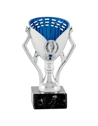 Trofeus ABM - Copa de participació en ABS platejada símil copa d'Europa, amb peanya negre.