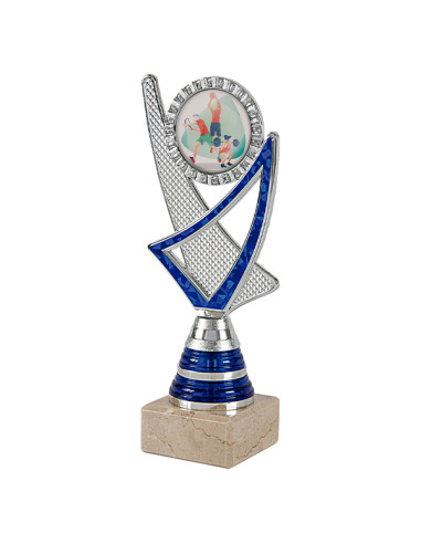 Trofeus ABM - Trofeu de participació en ABS platejat, portamotius i peanya clara. Disponoble en tots els esports.