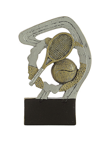 Trofeo de participación de tenis en resina decorada.