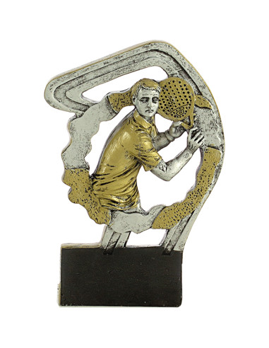 Trofeo de participación de pádel masculino en resina decorada.
