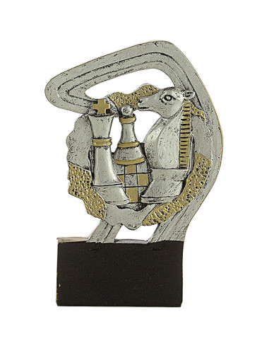 Trofeo de participación de ajedrez en resina decorada.