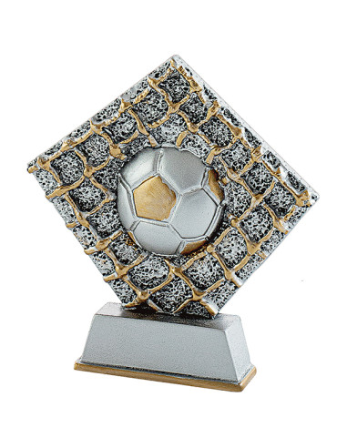 Trofeus ABM - Trofeu de futbol de participació en resina decorada platejada i daurada.