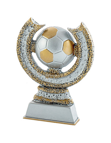 Trofeus ABM - Trofeu de futbol de participació en resina decorada platejada i daurada.