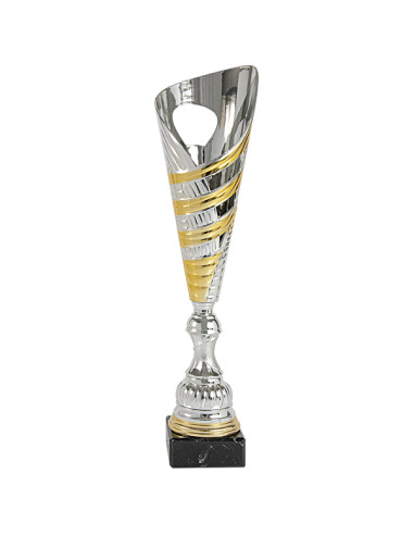 Trofeus ABM - Copa esportiva de disseny en ABS platejada i daurada amb peanya negre. 3 tamanys.