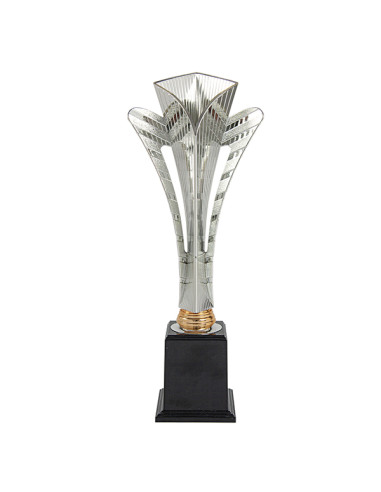 Trofeus ABM - Copa esportiva de disseny en ABS platejada amb detall en coure i peanya vertical negre. 3 tamanys.