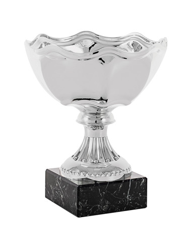 Copa deportiva elegante y clásica plateada con la base de mármol negro. 5 tamaños.