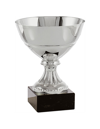 Trofeus ABM - Copa esportiva elegant i clàssica platejada amb la peanya de marbre negre. 6 tamanys.