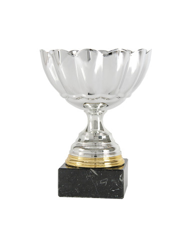 Trofeus ABM - Copa esportiva elegant i clàssica platejada i detall daurat damunt la peanya de marbre negre. 5 tamanys.