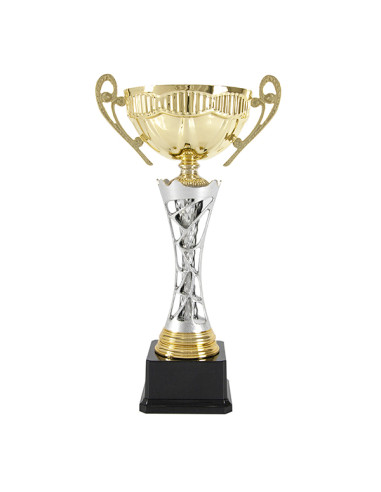 Trofeus ABM - Copa esportiva daurada i platejada, amb nanses, got de metall i peanya negre. 5 tamanys.