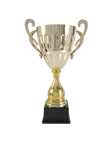 Trofeus ABM - Copa esportiva elegant i clàssica daurada amb nanses, amb la peanya negre. 6 tamanys.