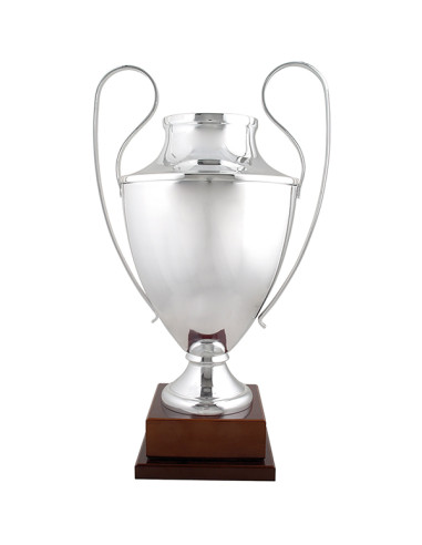 Trofeus ABM - Copa esportiva gran platejada, amb nanses i peanya de fusta. Ideal per grans premis. 3 tamanys.