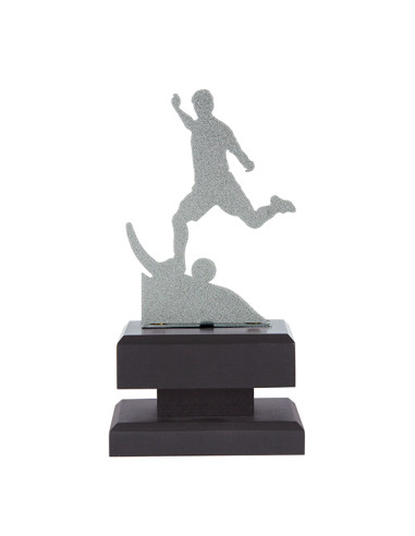 Trofeus ABM - Trofeu esportiu en metall platejat i peanya de fusta fosca. Disponible en tots els esports.
