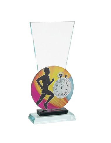 Trofeus ABM - Trofeu esportiu en vidre amb el motiu a tot color i peanya de vidre. Disponible en tots els esports.