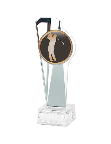 Trofeus ABM - Trofeu esportiu en vidre, motiu esportiu en epoxi i peanya de vidre. Disponible en tots els esports.