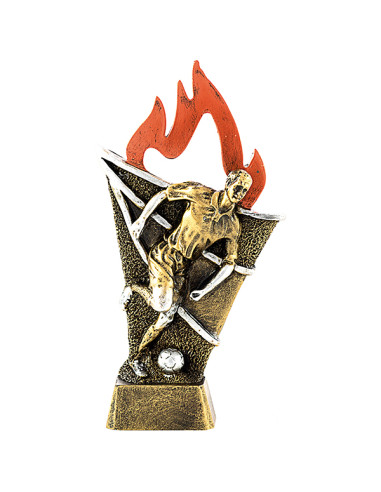Trofeus ABM - Trofeu de futbol masculí en resina bicolor i flama vermella.