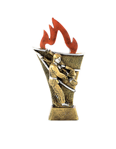 Trofeus ABM - Trofeu de judo en resina bicolor i flama vermella.