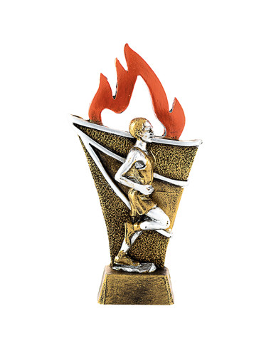 Trofeus ABM - Trofeu de atletisme masculí en resina bicolor i flama vermella.