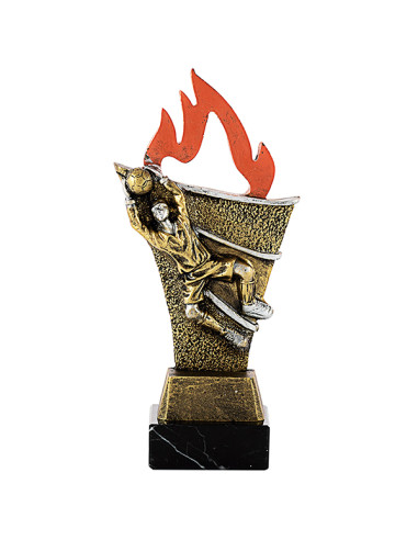 Trofeus ABM - Trofeu de porter en resina bicolor i flama vermella.