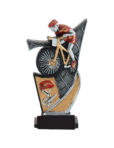 Trofeo de ciclismo de participación en resina decorada.