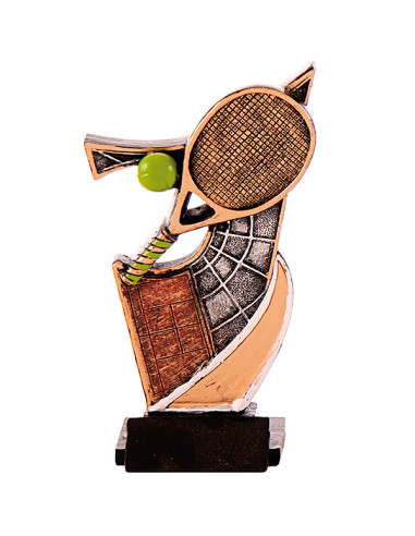 Trofeo de tenis de participación en resina decorada.
