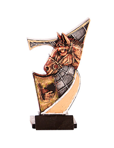 Trofeo de equitación de participación en resina decorada.