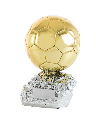 Trofeo de fútbol ESPECTACULAR en resina metalizada en dorado y plateado. ¡Un gran premio para un gran campeón!
