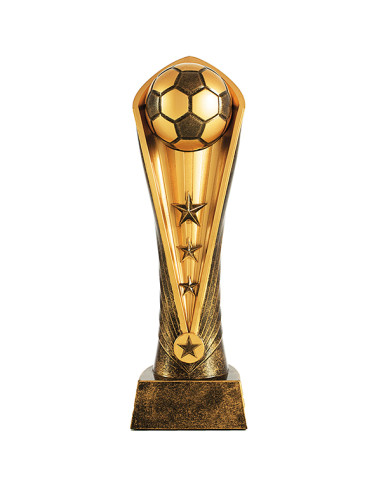 Trofeo de fútbol en ABS decorado con resina similar al latón antiguo contrastado.
