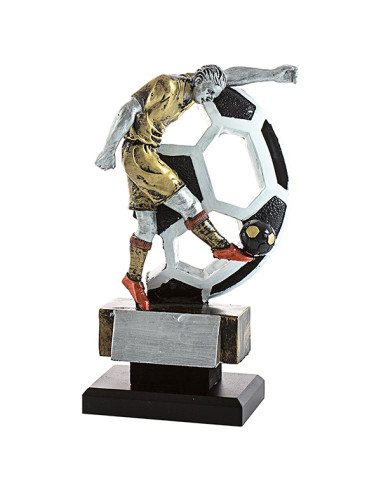Trofeus ABM - Trofeu de futbol d'un jugador masculí xutant en resina decorada.