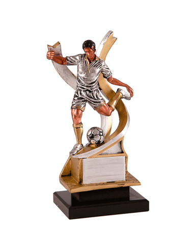 Trofeus ABM - Trofeu de futbol d'un jugador masculí xutant en resina decorada.