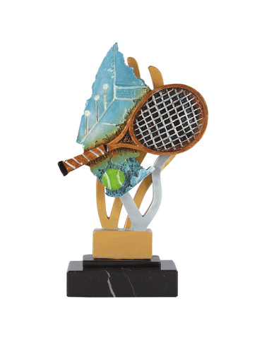Trofeo de tenis en resina decorada.