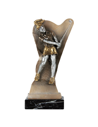 Trofeus ABM - Trofeu de golf de figura femenina en resina decorada.