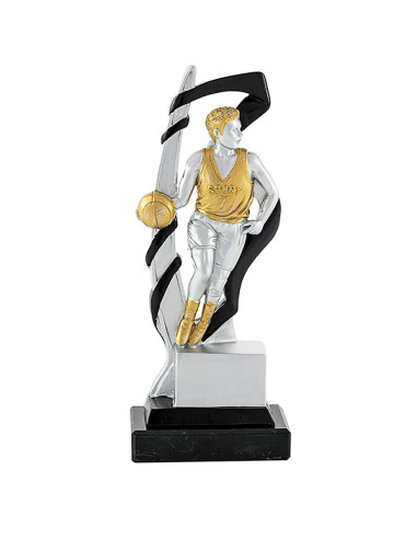 Trofeo de baloncesto de un jugador en resina decorada.