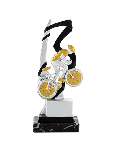 Trofeo de ciclismo de participación en resina decorada.