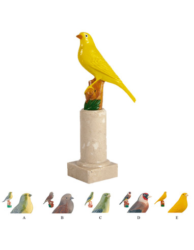 Trofeo de ornitología con el ave a recolectar: canario, pardillo, pinzón, paloma, jilguero.