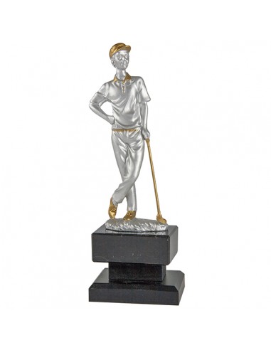 Trofeus ABM - Trofeu de golf en resina bicolor i peanya negre.